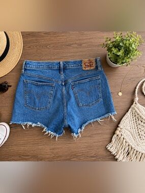 Levi's Women's Medium Blue Denim Frayed Cutoff Shorts